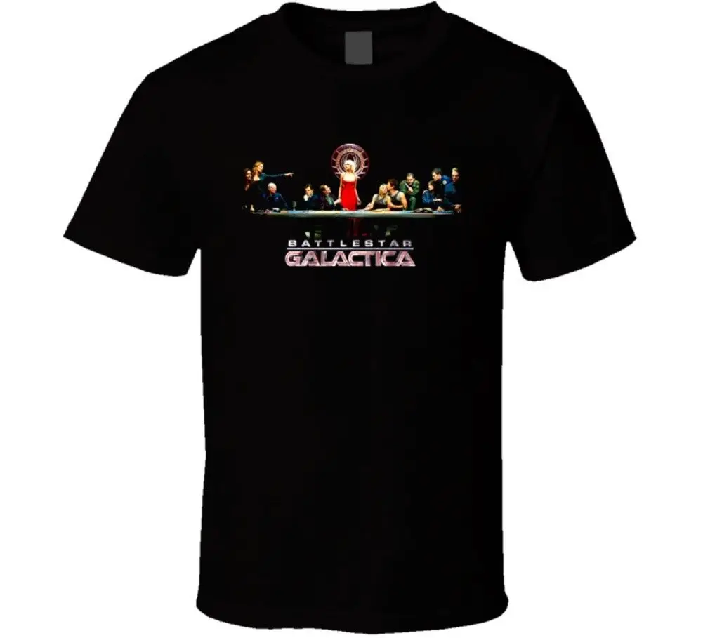 

Battlestar Galactica Logo Tv Series Last Supper T Shirt Cartoon t shirt men Unisex New Fashion tshirt free shipping top ajax