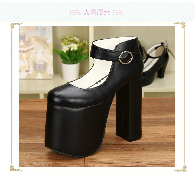 

Princess sweet punk shoes queen shoes 15cm thick heeled domineering deep customized extra high heel shoes pu8181