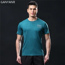 GANYANR футболка для бега, мужская баскетбольная ТЕННИСНАЯ СПОРТИВНАЯ футболка, Спортивная футболка для фитнеса, спортзала, пробежки, топы, облегающая, быстросохнущая, тренировочная