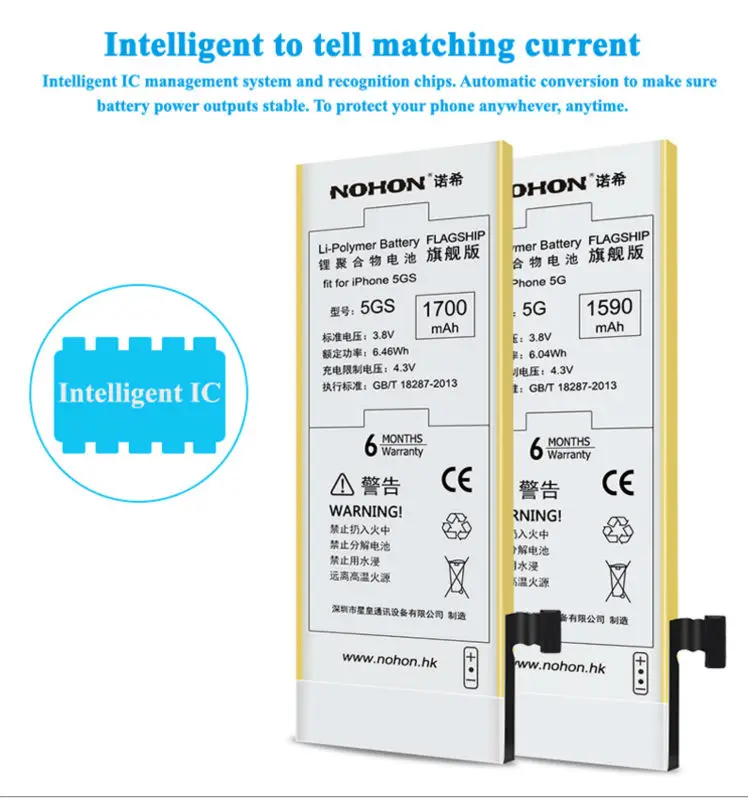 NOHON Battery For Apple iPhone 5 Details (05)