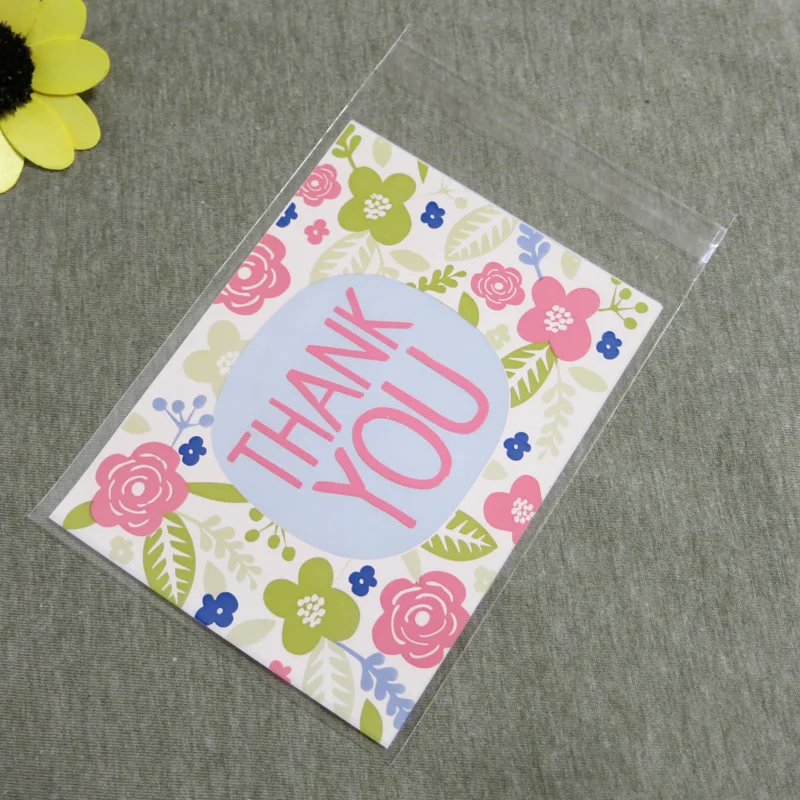 

100pcs Thank you Self-adhesive Gift Pouch Wedding Candy Cookie Party Favor Packaging Bag 10*13+3cm