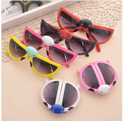 

Kids eyewear cartoon animal Ladybug Beetle baby sunglasses children's folding UV400 protection sunglasses free shipping