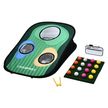 Champkey Golf Cornhole Game | Includes Chipping Target, 16 Foam Balls, Hitting Mat,Score Board and Carrying Case