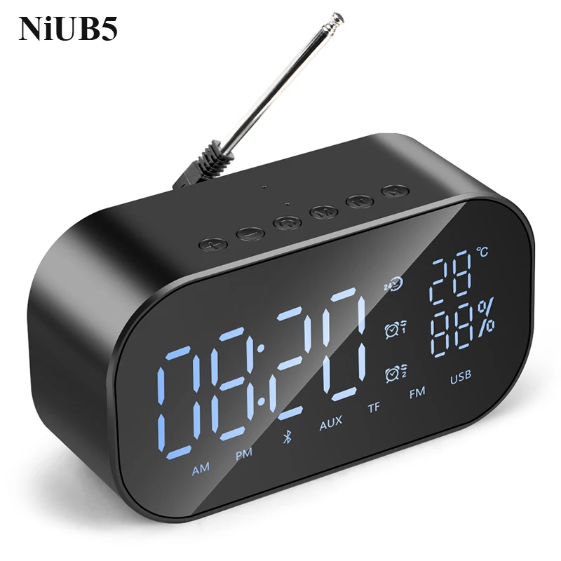NiUB5 Alarm Clock Bluetooth Speaker Mini Audio