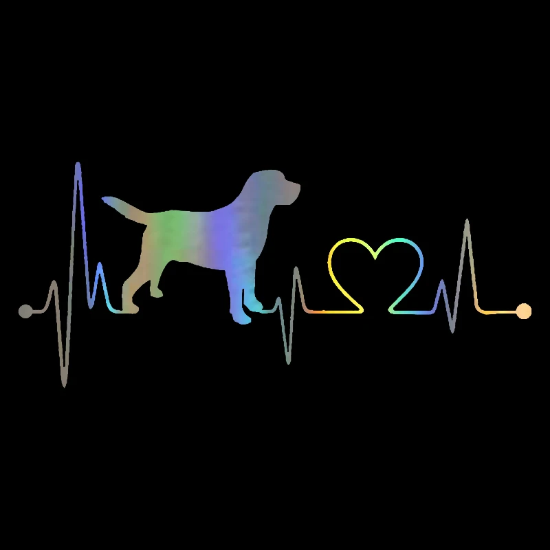 Car Sticker Vinyl 17.87.8CM Labrador Retriever Heartbeat Love Decal Sticker Creative Fashion Car Accessories BlackSilverLaser (4)
