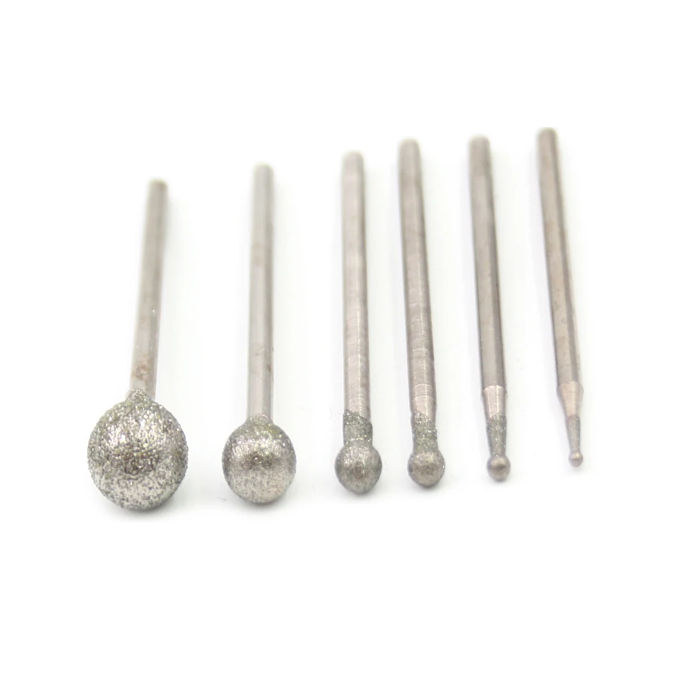 36pcs 2.35mm Midium grade Ball shape Emergy diamond abrasive bits peeling needle F type bits die grinder/dremel/rotary tools