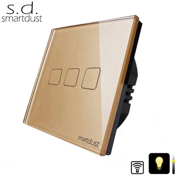 

Smartdust EU Standard 3 Gang Smart Light Regulator, Wireless Remote Dimmer Wall Switch With Remote Controller