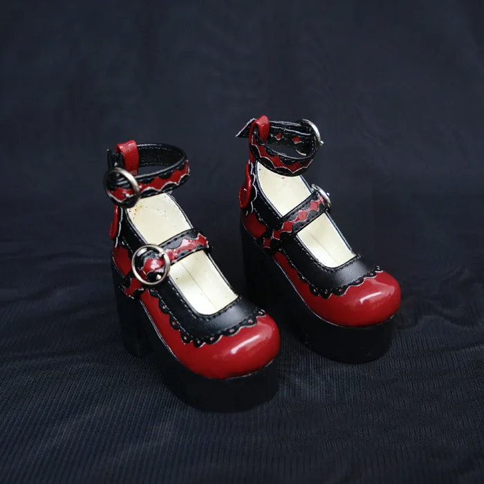 D01-P058 детская игрушка ручной работы 1/3 1/4 аксессуары для кукол BJD/SD кукольная обувь красная кружевная принцесса на высоком каблуке 1 пара