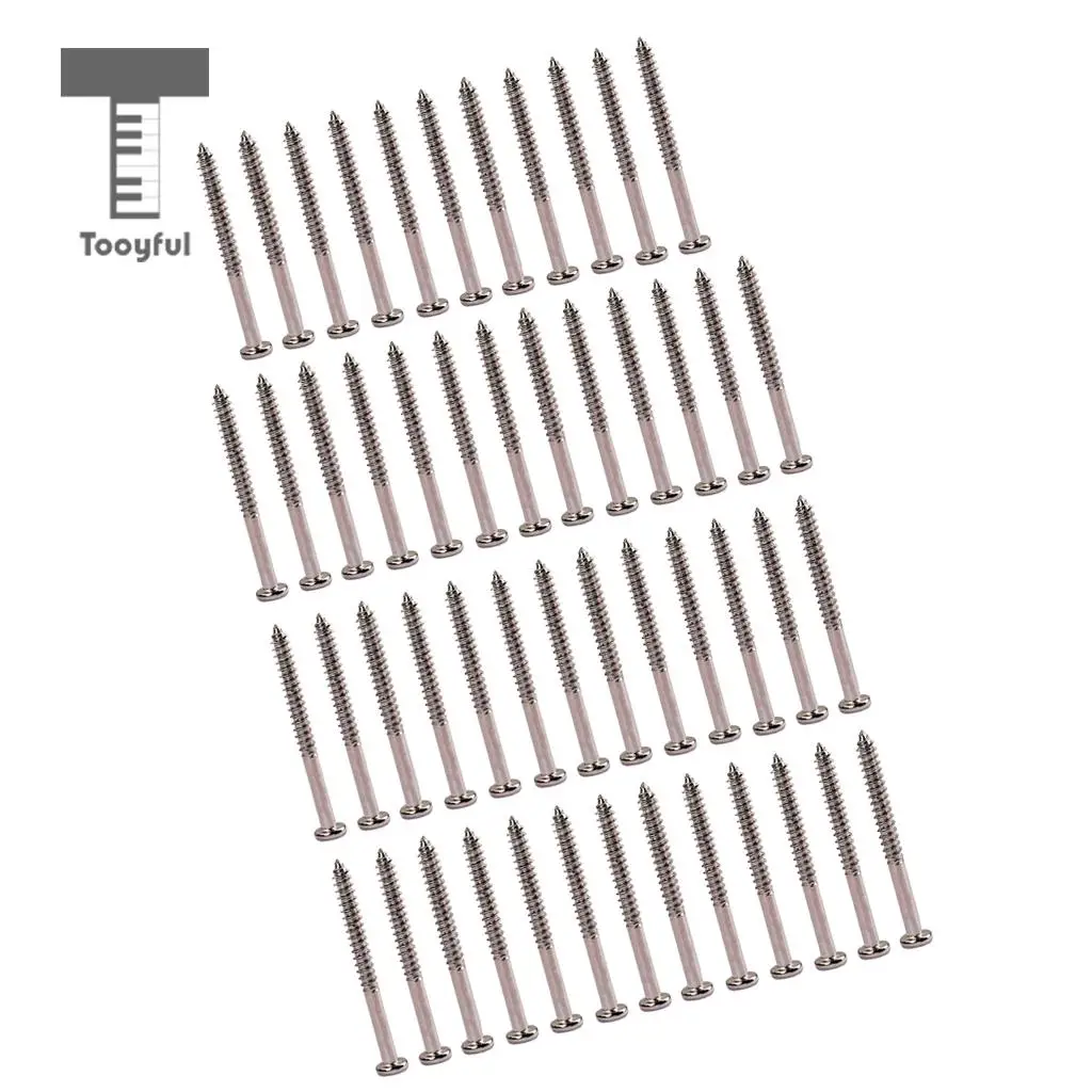 Tooyful 50 Pieces Iron Bass Pickup Mounting Screws for PB JB Electric Bass Pickup P90 Pickup Parts Nickel 