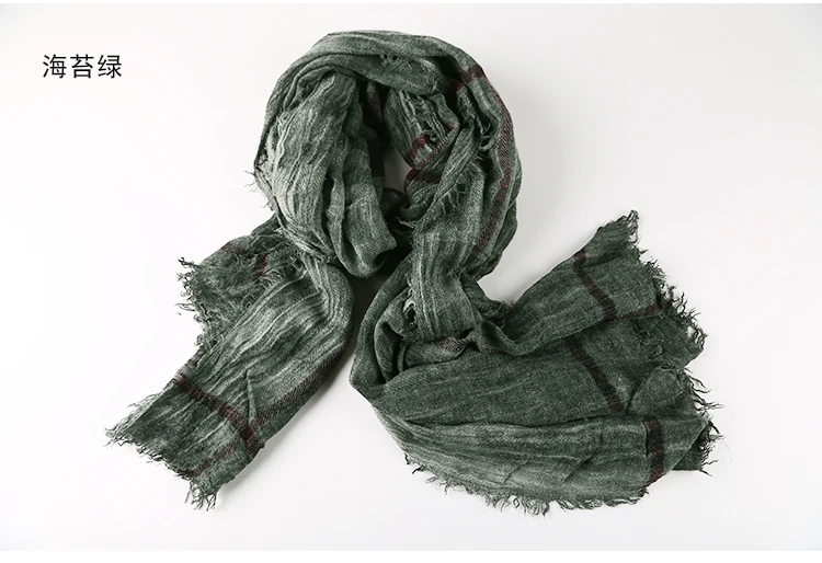 Модный классический ретро клетчатый шарф, хлопковый льняной Женский Мужской осенний Многофункциональный мягкий теплый длинный шарф, разноцветные шарфы с кисточками