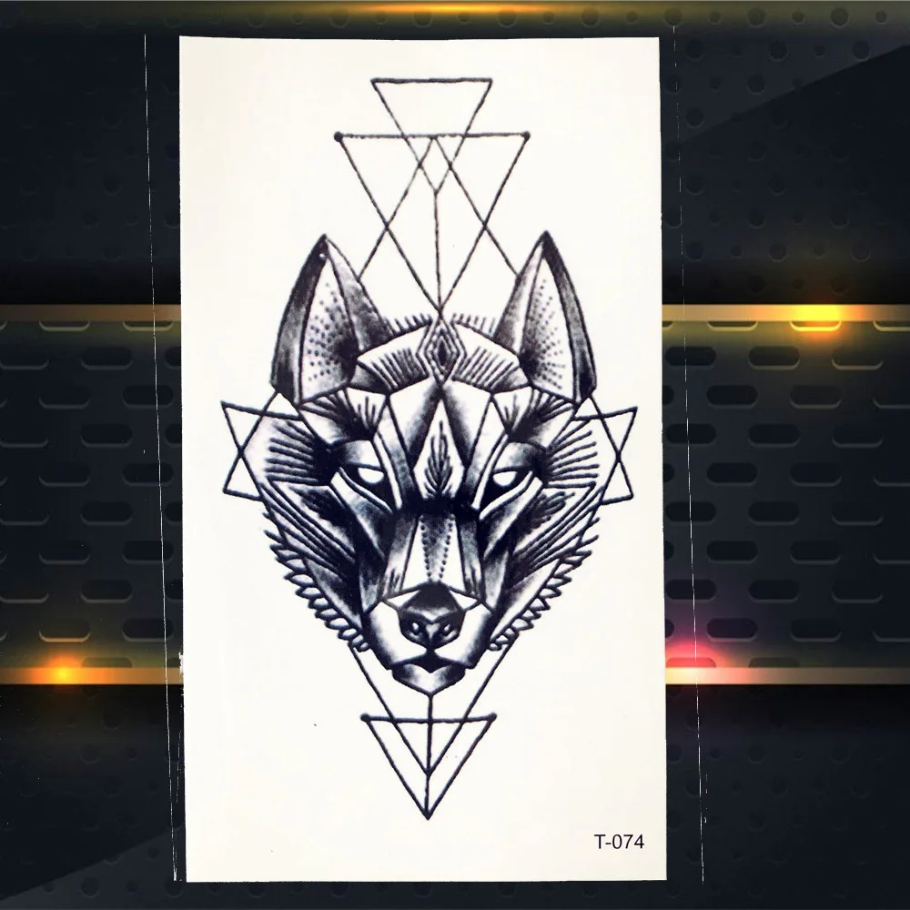 Временная татуировка геометрической формы черный Wolf Elk Panda Arrow стразы Tatoo наклейки