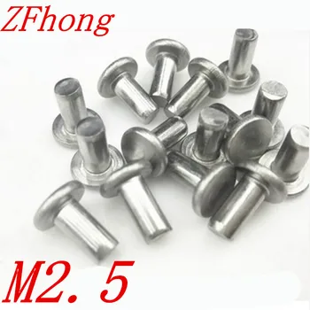 

500pcs M2.5*6/8/10/12 2.5mm Stainless steel Flat head solid rivet