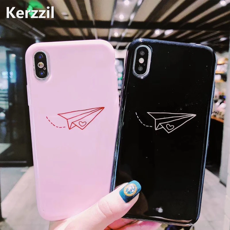 Lovely Cute Cartoon Airplane Phone Case For Huawei P20 pro lite on Honor 9 10 V10 Play Glossy Soft TPU Cover |