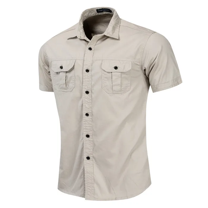 Summer Cotton Men Shirt Short Sleeve Cargo Shirt Mens Military Shirts Casual Slim FitTactical Shirt Camisa Social Camisas Hombre