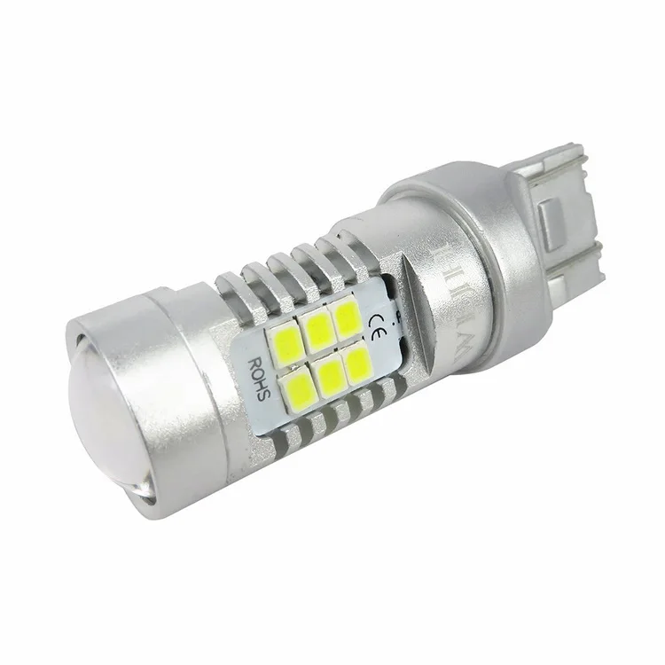 WLJH 2x T20 7443 7440 светодиодный фонарь 21 Вт 800LM 2835 SMD линзы для автомобиля DRL дневные ходовые огни стояночный задний тормозной светильник сигнальная лампа поворота