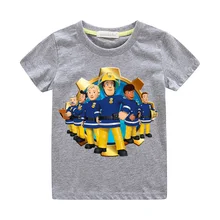 Детская летняя одежда для футболок с пожарным Сэмом повседневные футболки для мальчиков и девочек, белые футболки с короткими рукавами, топы, одежда футболки для малышей, ZA077