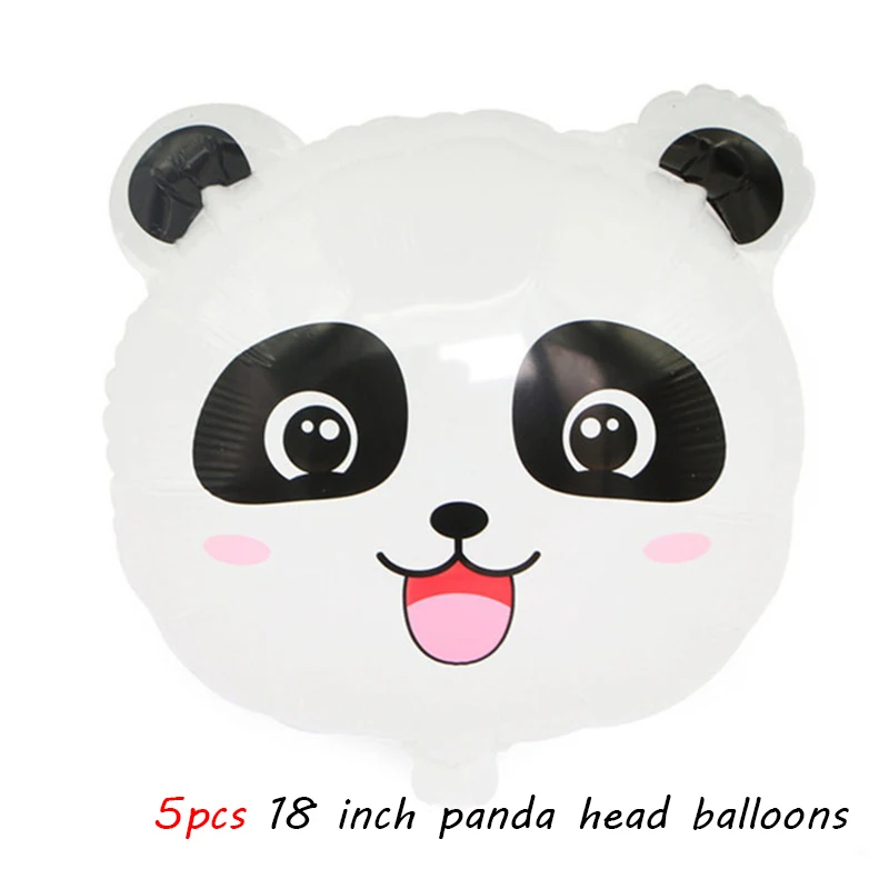 Панда наряд в качестве подарка на день рождения вечерние украшения детей Baby Shower вечерние шар панда Фольга воздушные шары с днем рождения баннер «панда» для капкейка - Цвет: 5pcs panda head