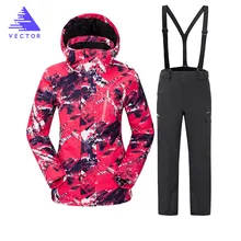 Вектор бренд лыжный костюм Для женщин теплые Водонепроницаемый Лыжный Спорт Костюмы комплект Спорт на открытом воздухе зимние пальто Сноуборд Снег куртки и брюки