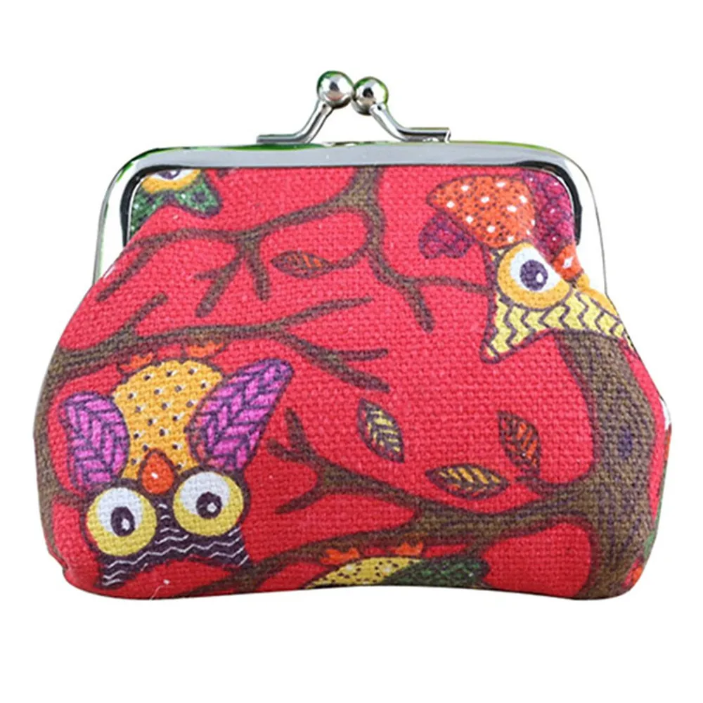 

6 colors Women Hot Owl Printed Coin Purse Wallet Canvas Pouch Money Bag