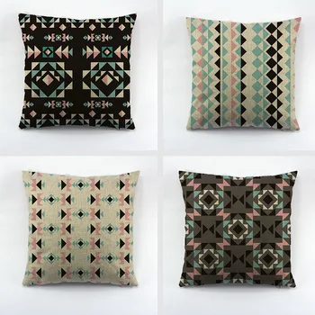 

The European and American Style Geometry Cotton Cushion Cover Pop Art Design Throw Pillow Case Lumbar Pad Cover