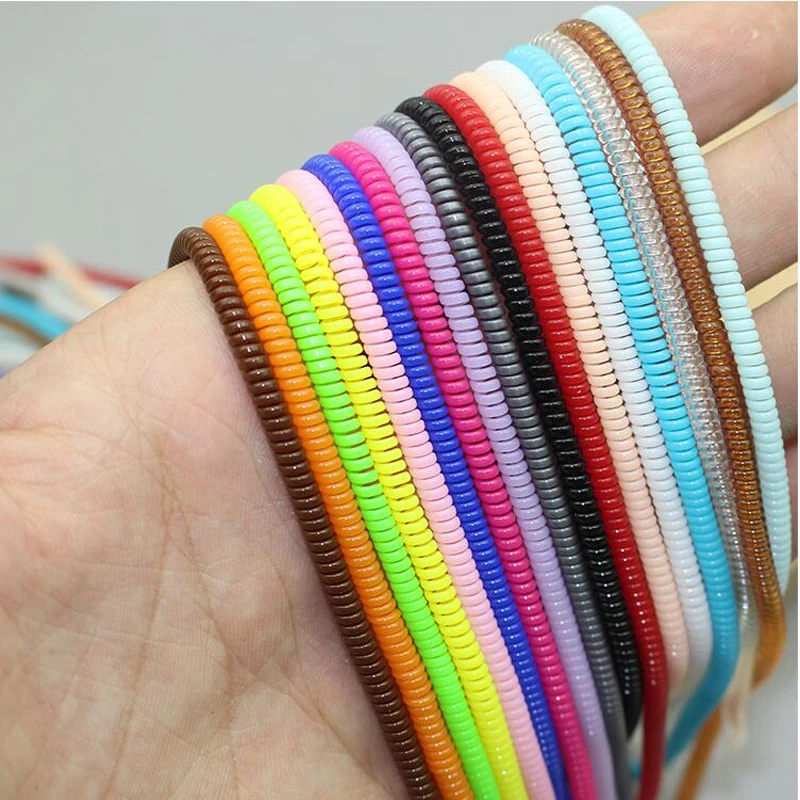 RACAHOO 50cm Double Colors Data Cable Protective Sleeve Spring Twine For Iphone USB Charging earphone Case Cover Cable Winder3