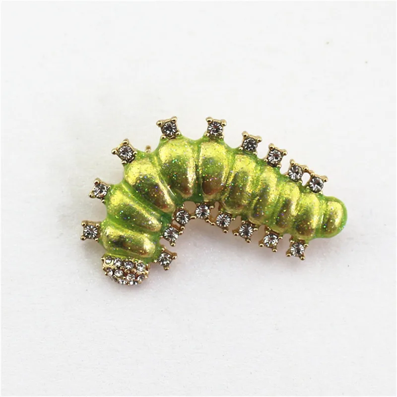 

Japan and South Korea popular personality fashion wild cute caterpillar drop oil inlaid brooch Holiday gift