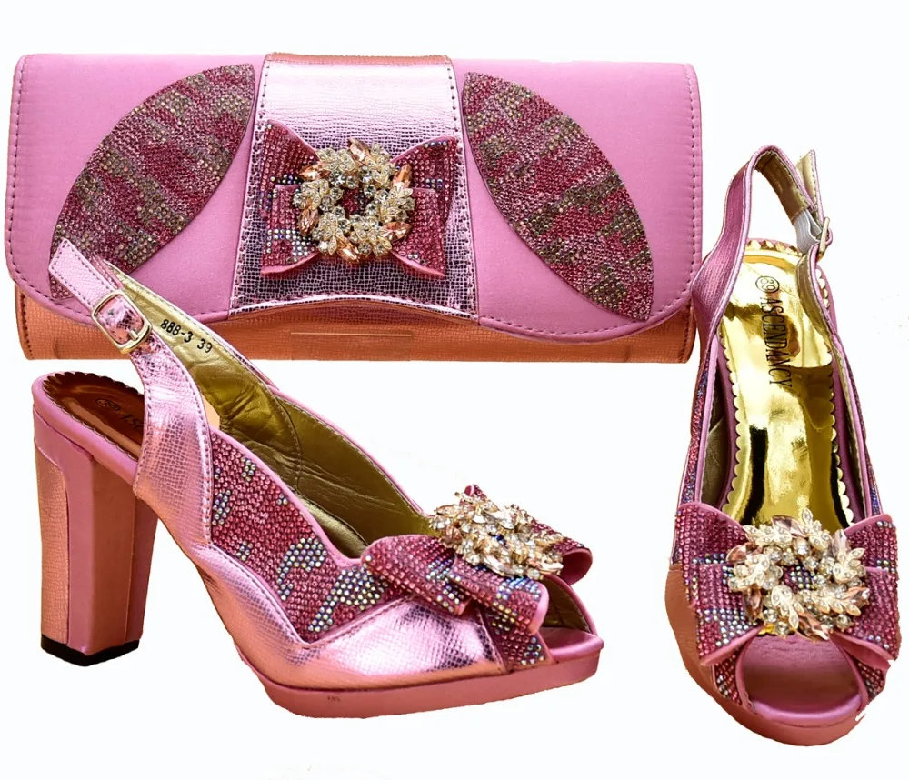 

Baby pink sandal shoes and clutches bag matching set new italian shoes and bag for african aso ebi size 37 to 43 SB8264-2