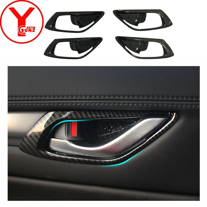 

carbon fiber door handle bowl cover For mazda cx5 cx-5 2017 2018 car accessories interior door handle bowl parts auto ABS YCSUNZ