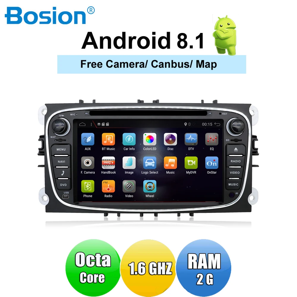 2 din Android 8 1 Octa Core автомобильный DVD плеер с gps навигатором для Ford Focus Galaxy Аудио Радио