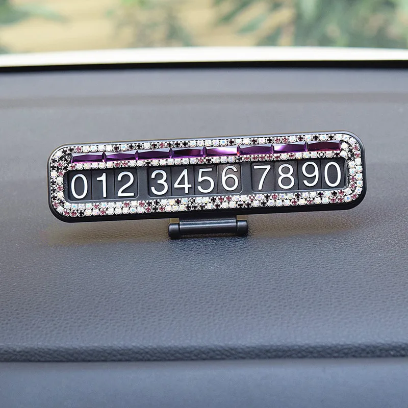 

Fashion Simple Crystal Car Styling Temporary Parking Card Diamond With Suckers Phone Number Card Plate Car accessories