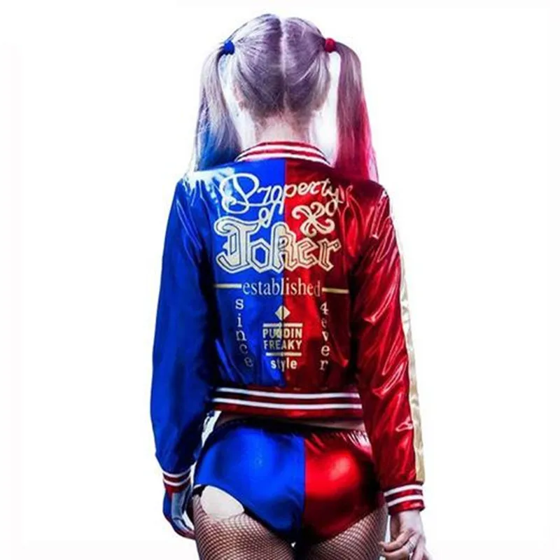 Harley Quinn Costumes for Kids Girls Set - Cosplay with Wig, Gloves, Suicide Squad Fancy Jacket, Shorts, T-Shirt - Full Set for a Spectacular Fantasy Show image 2