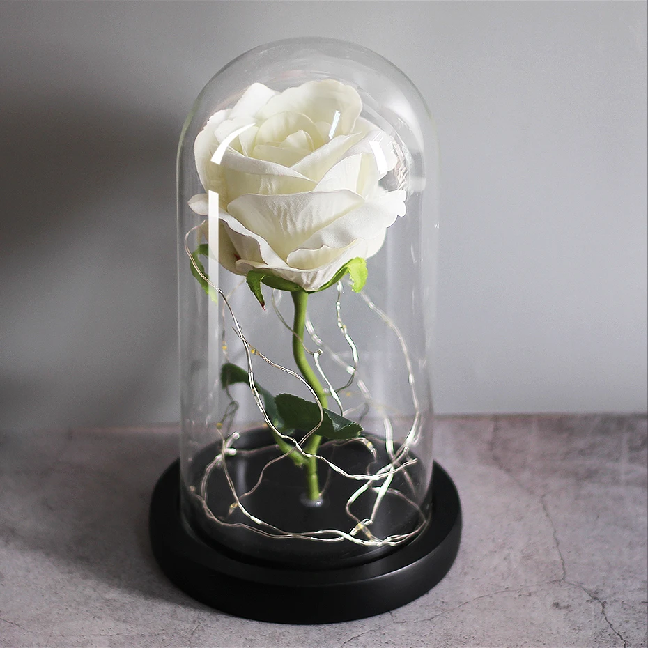 LED Eternal Flower Immortal Flora Light Up Dome Beauty and The Beast Rose In A Flask Valentine's Day Birthday Christmas Day Gift