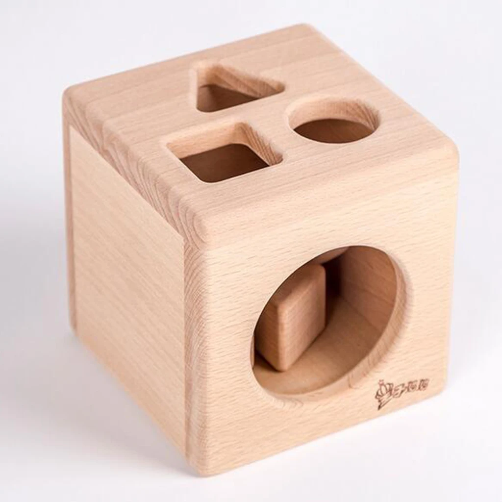 Wooden Shape Sorter Box - Baby Geometric Building Block Sorting & Matching Game Toys Early Shapes Cognitive Learning