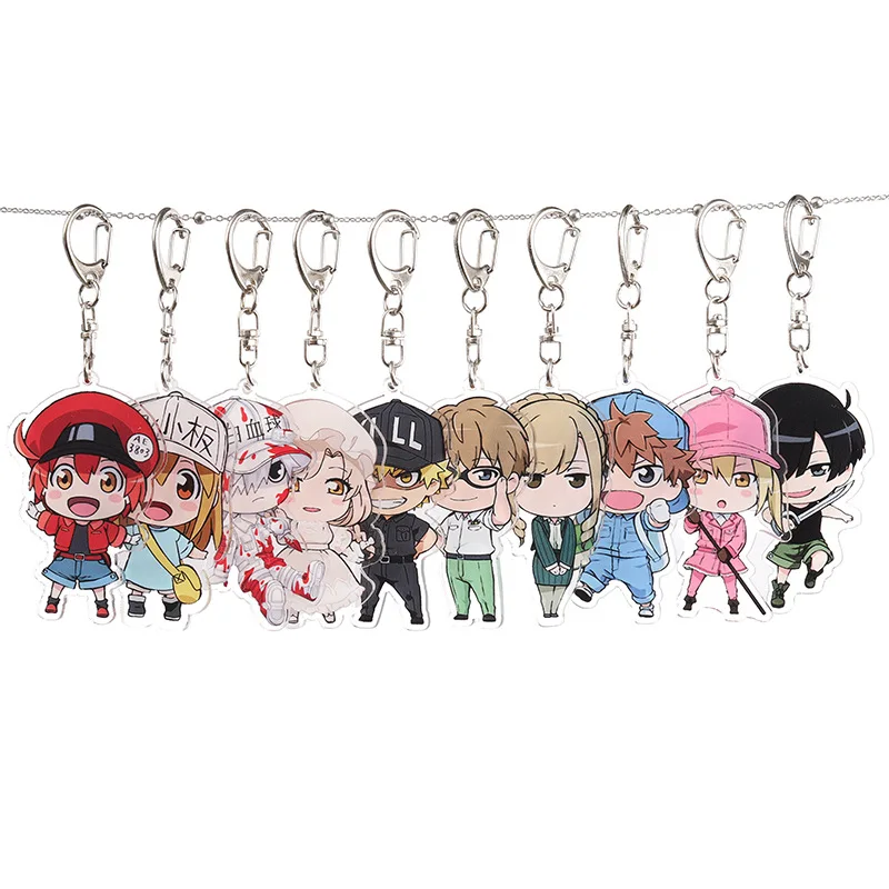 

Cells At Work anime cosplay Acrylic keychain red blood cell platelet fashion cute funny novelty pendant porte clefs Llavero gift
