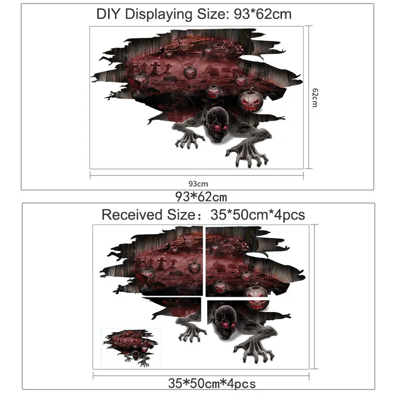 Большой размер Наклейки на стены для празднования Хэллоуина Тыква Чайка призрак наклейки на пол для вечерние украшения стены Декор фон Искусство Наклейки бар