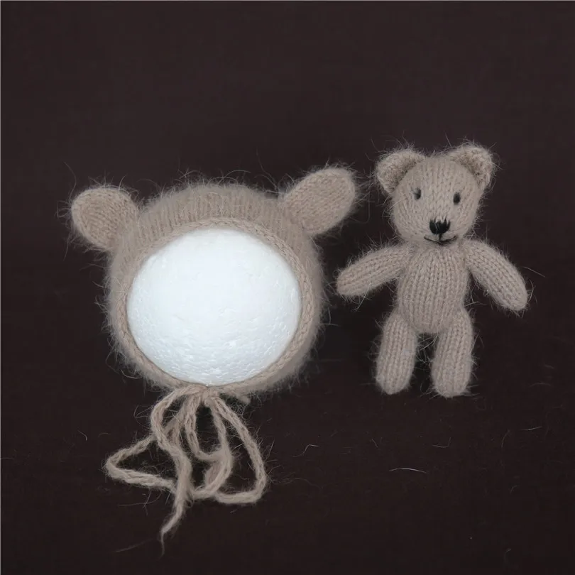 Набор детских шляп для новорожденных животных, винтажная мохеровая игрушка для куклы, вязаная шапочка для новорожденного, реквизит для фотосессии