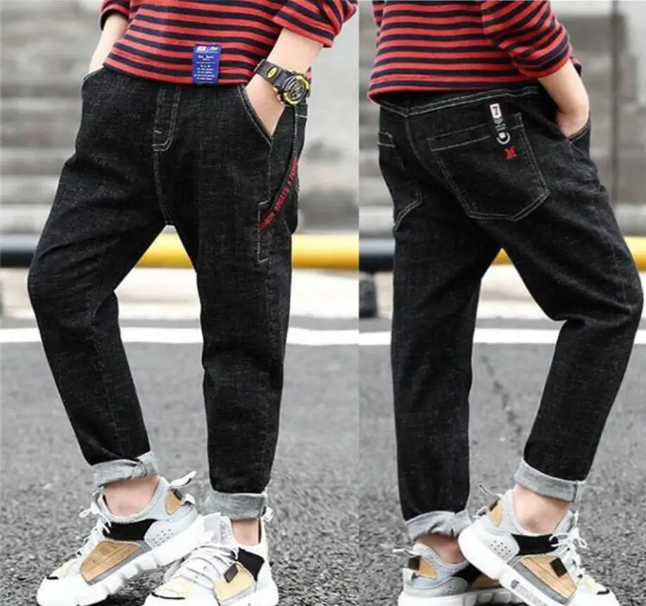 Одежда для мальчиков; От 3 до 11 лет для мальчиков; весенние хлопковые длинные брюки; детские джинсы; детские джинсовые брюки в Корейском стиле; брюки высокого качества для подростков - Цвет: 17