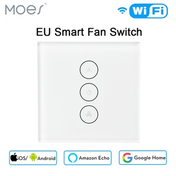 

EU WiFi Smart Ceiling Fan Switch APP Remote Timer and Speed Control Compatible with Alexa and Google Home No Hub Required