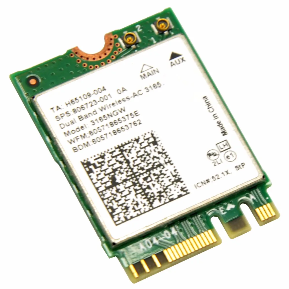 Двухдиапазонный беспроводной-AC 3165AC 3165 433 Мбит/с 802.11ac M2 NGFF мини PCI-E WiFi адаптер WLAN карта+ Bluetooth 4,0 для Intel 3165NGW