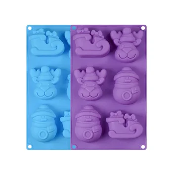 

PRZY Silicone Mold Fondant Molds Mould Silica Gel Aroma Stone 6 Hole New Year Christmas Mold Elk Snowman Sled Elk Christmas