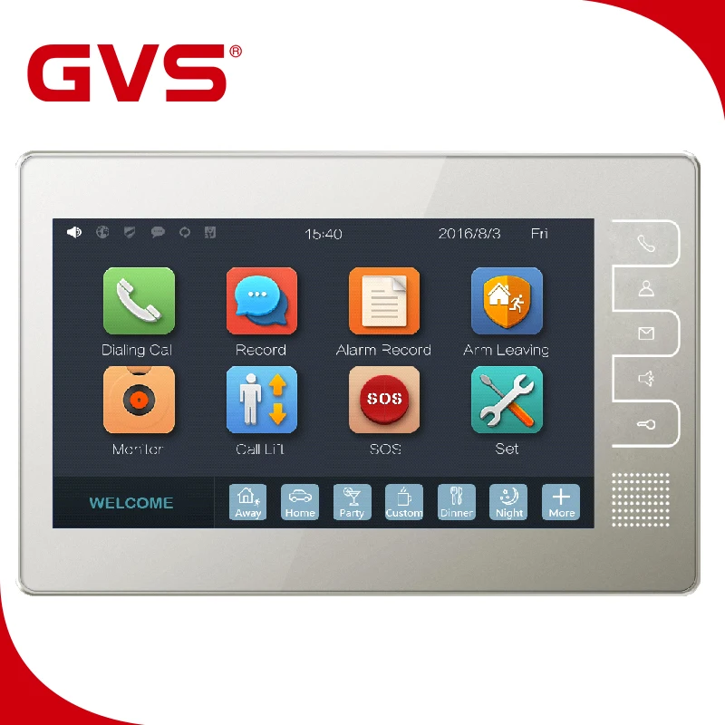 

GVS TCP IP H series DC 24V Silver 7'' Video Intercom System Indoor Monitor