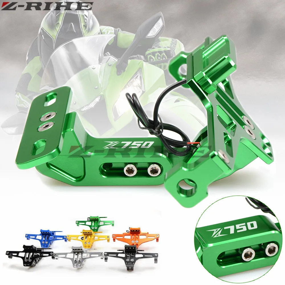 FOR Z750 LOGO Motorcycle License Plate Bracket Licence Plate Holder Frame Number Plate For kawasaki Z750 Z 750 Z650 Z1000 Z800
