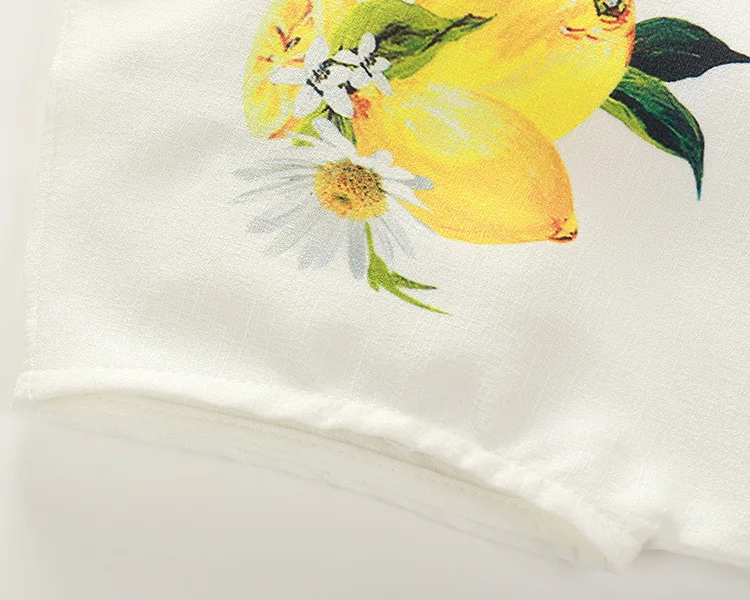 Комплект одежды для малышей девочек с изображением лимонов белая шифоновая рубашка с длинными брюками для детей 3 до 10 лет комплект одежды