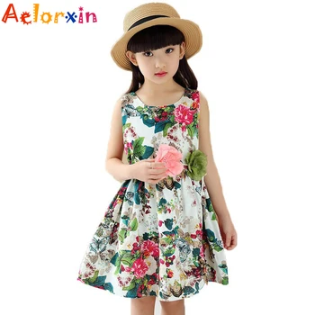 

Kids Clothing Summer Dresses for Girls Summer Style Girl Dress Floral Print Cotton Birthday Party Sundress Baby Children Clothes