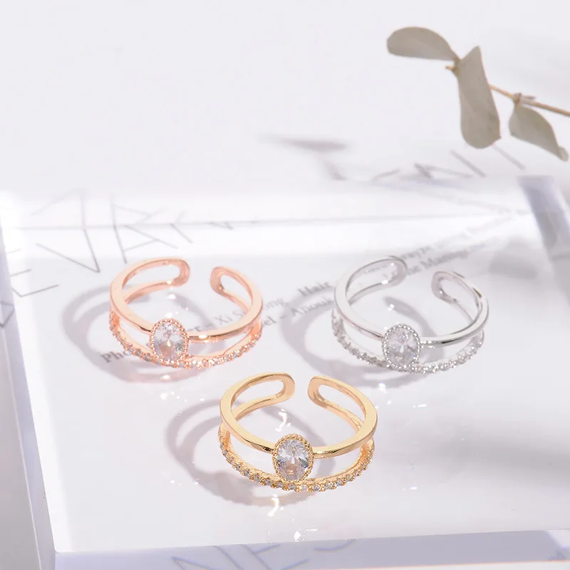 

Delicate Zircon Open Adjustable Korean Rings for Women 2019 Fashion Jewelry Crystal Knuckle Ring Female Bijoux Femme Girls Gift