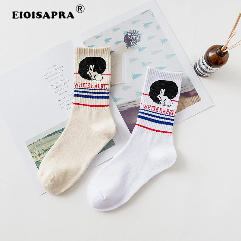 

[EIOISAPRA] Cartoon Harajuku Crew Cotton Socks Women Creative Rabbit Sox Street Hip-Hop Skateboard In Tube Female Funny Mujer