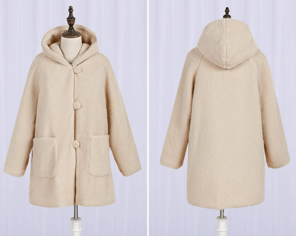 Зимнее женское пальто с капюшоном, розовое, белое, с длинным рукавом, Harajuku, повседневное пальто, верхняя одежда - Цвет: Хаки