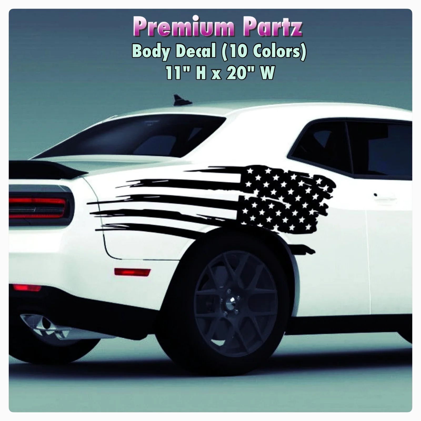 

For (2Pcs) Dodge Mopar Challenger Flag Body Decal New 1PC 10 Colors Hellcat Ram