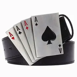 Металл панк ремень в стиле рок Lucky Poker gamble металлической пряжкой пояса повезло игральных карт ремень панк хип-хоп декоративный пояс