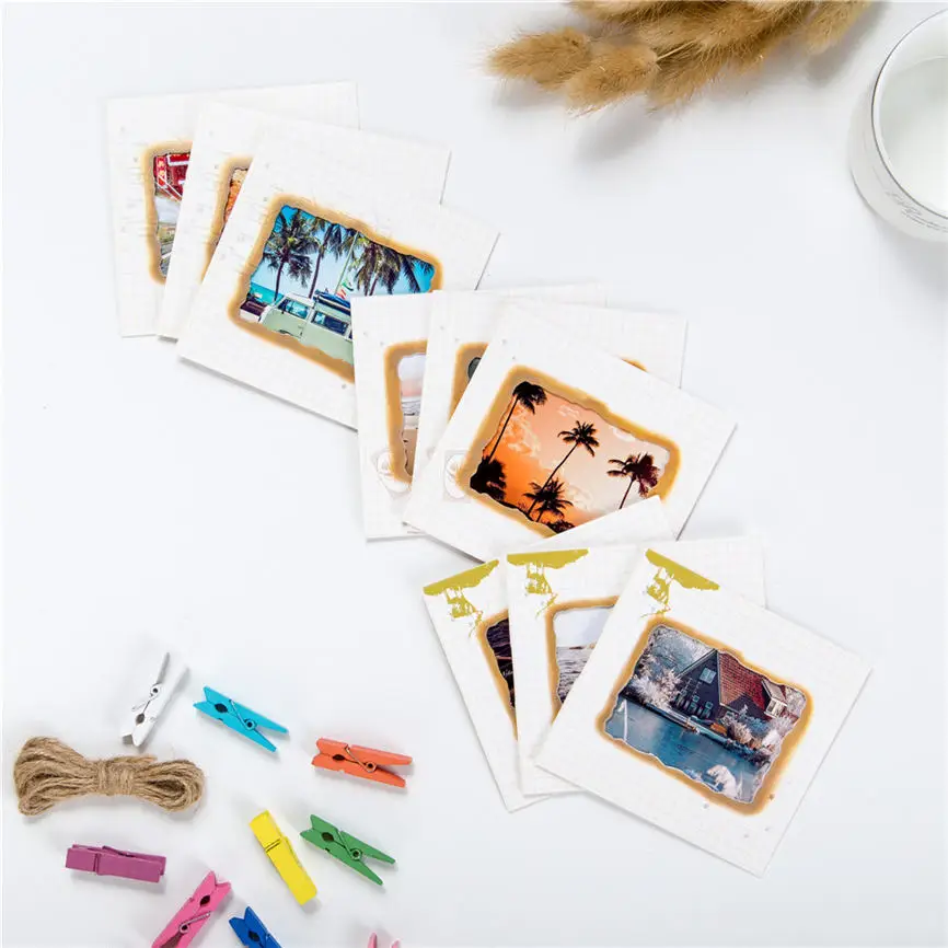 Новое качество настенная декоративная DIY креативная мини-бумажная фоторамка с мини цветными прищепками и шпагатами-Fit& 925